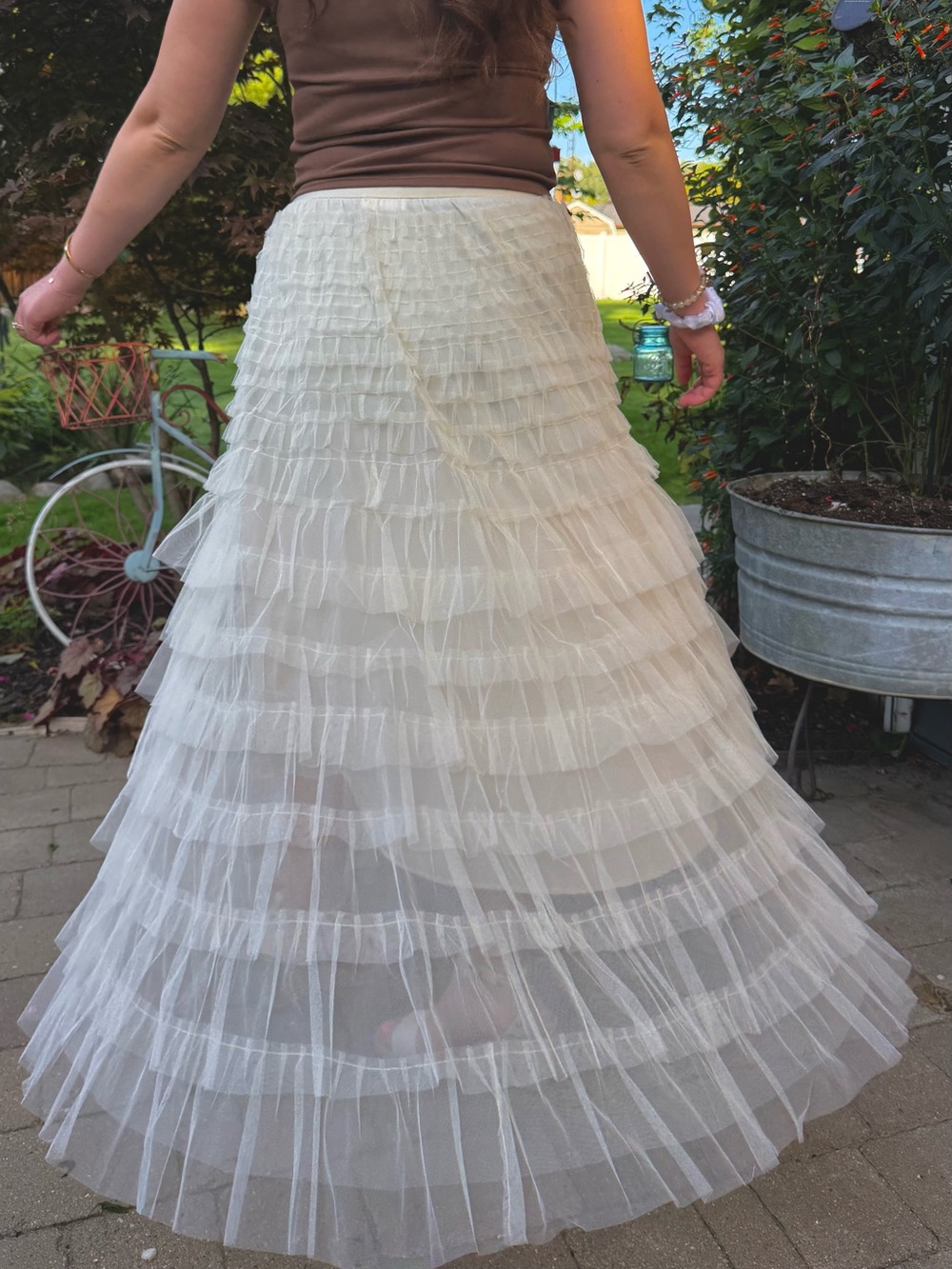 Ivory Tiered Ruffle Maxi Skirt